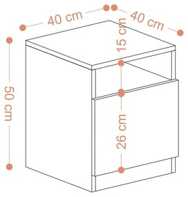 Éjjeliszekrény Honey (dió). 1088626