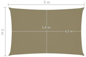 bézs téglalap alakú oxford-szövet napvitorla 2 x 5 m