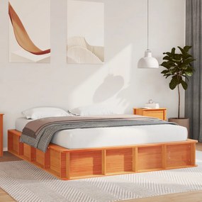 Ágykeret, emelhető tárolóval, Wax Brown, 150 x 200 cm, tömör fenyő