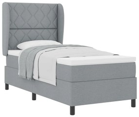 Boxspring Ágy Matraccal - Világosszürke, 100x200 cm, Szövet