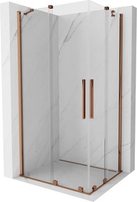 Mexen Velar Duo, zuhanykabin tolóajtóval 90 (ajtó) x 80 (ajtó) cm, 8mm átlátszó üveg, rózsa arany profil, 871-090-080-02-60
