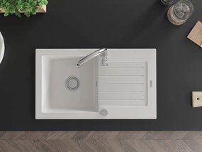 Mexen Pablo - gránit mosogató 75,2x43,6 cm, 1 kamrás, fehér, 6510751010-20