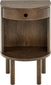 Sötét natúr színű éjjeliszekrény tölgyfa dekorral Paron – Actona