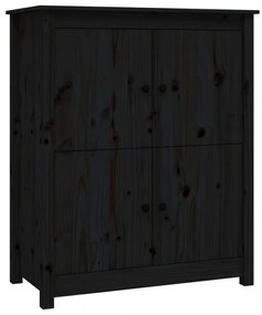 fekete tömör fenyőfa tálalószekrény 83 x 41,5 x 100 cm