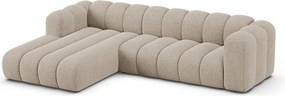 Bézs zsenília sarokkanapé (bal oldali-heverő résszel) Lupine – Micadoni