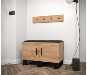 Előszobabútor Amanda 21 (artisan tölgy + fekete öko-bőr). 1086045