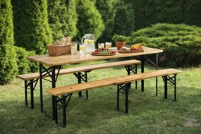 SÖRPAD GARNITÚRA - ASZTAL 177 x 46 x 77 CM + 2 PAD 177 x 23 x 47 CM