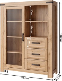 Vitrin 1W3S, wotan tölgy, MORATIZ