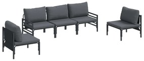 vidaXL Kerti Kanapé Szett párnával 5 pcs Fekete Acél