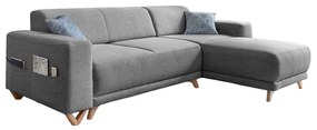 Szürke kinyitható-tárolóhelyes sarokkanapé Classy Sophie – Miuform