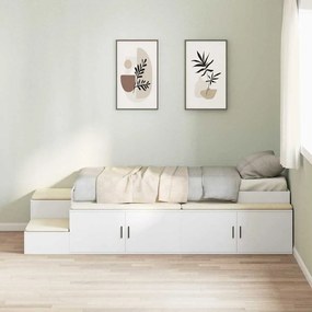 Ágykeret tárolóval fiókkal Fehér 244 x 127 x 53.5 cm Faanyag