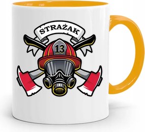 Sárga Bögre Tűzoltó Címer Ajándék fényképes nyomtatással