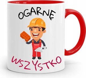 Piros Építőipari Bögre Barkácsoló Szakember Ajándék fényképes nyomtatással