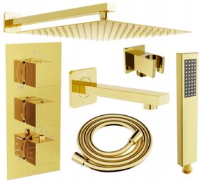 Mexen Cube DR02 beépíthetó kád-zuhany készlet fejzuhannyal 25 cm, Arany - 77503DR0225-50