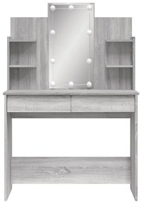 szürke sonoma színű fésülködőasztal LED-del 96x40x142 cm