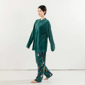 SNOWMAN AND GINGERBREAD zöld mikroplüss pizsama - különböző méretben Méret: L