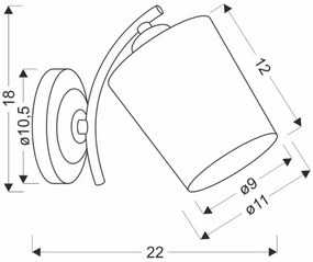 Fali lámpa ESNYR 1xE27/40W/230V fekete/fehér