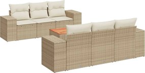 vidaXL 7 részes bézs polyrattan kerti ülőgarnitúra párnákkal
