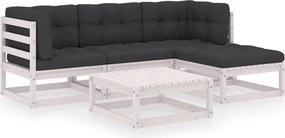 vidaXL 5 részes tömör fenyőfa kerti ülőgarnitúra párnákkal