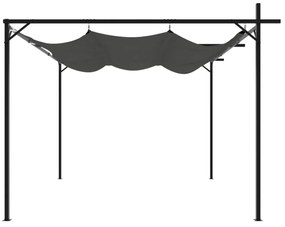antracitszürke pergola behúzható tetővel 295 x 292 x 230 cm
