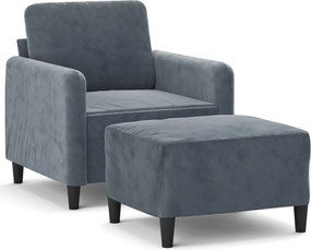 vidaXL sötétszürke bársony kanapéfotel lábtartóval 60 cm