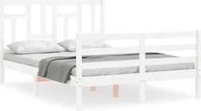 vidaXL fehér tömör fa ágykeret fejtámlával 120 x 200 cm