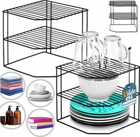 2x Konyhai polc fém asztallap polc sarokszekrény rendszerező állvány