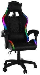 Irodai/gamer szék RGB LED háttérvilágítással, fekete, MAFIRO