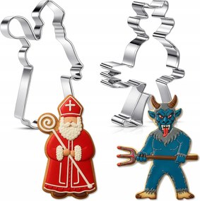 Mikulás és az ördög rozsdamentes acél kekszformák szett 2