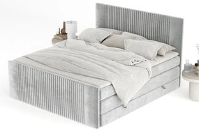 Világosszürke ágyneműtartós boxspring ágy 140x200 cm Bergamo – Maison de Rêve