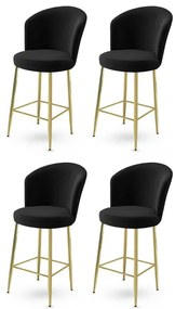 Alte Black and Gold bárszék szett, 4 db, 4 db