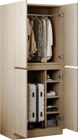 Szekrény 70 x 40 x 170 cm kétszárnyú ajtó, kis fa tárolórekeszekkel