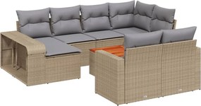 vidaXL 11 részes bézs polyrattan kerti ülőgarnitúra párnákkal
