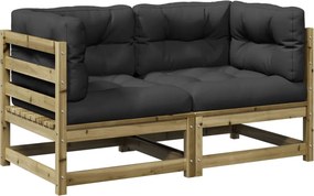 vidaXL 3 részes impregnált fenyőfa kerti ülőgarnitúra párnákkal