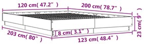 füstös tölgyszínű szerelt fa ágykeret 120 x 200 cm