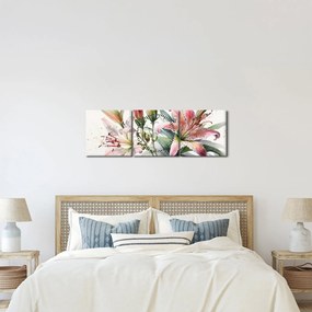 Kép - Liliomok, illusztrációk (órával) (90x30 cm)