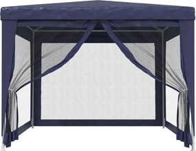 Kék HDPE rendezvénysátor 4 hálós oldalfallal 3x4 m