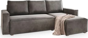AKCIÓ sötétszürke kihúzható sarokkanapé CAVELO, kétoldalas II. osztályú.