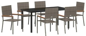 vidaXL Kert étkező szett párnával 7 pcs Szürke polirattan