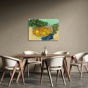 Üveg kép - Vincent van Gogh, Still Life of  Oranges and Lemons with  Blue Gloves, reprodukciók (70x50 cm)