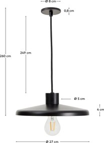 Fekete függőlámpa fém búrával Nuvira – Kave Home