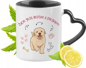 Kutya Bögre Fekete Szív Alakú Füllel Ajándék