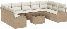 vidaXL Kanapé Szett párnával 10 pcs Bézs Poly Rattan