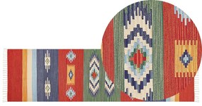 Színes kilim pamut futószőnyeg 80 x 300 cm KAMARIS Beliani