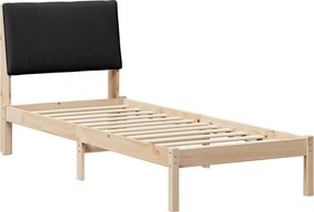 vidaXL Ágykeret fejtámlával Barna és fekete 80 x 200 cm Tömör fenyőfa