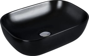 Eros SMILE 3 - PULTRA ültethető - Top Counter - porcelán mosdó - MATT FEKETE - 46,5 x 32,5 x 13 cm