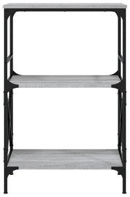 3 szintes szürke sonoma szerelt fa könyvespolc 56x35x90,5 cm