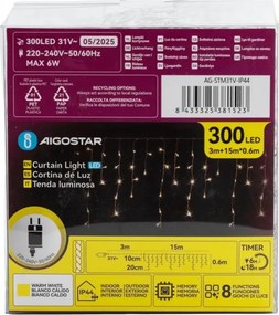 Aigostar - LED Kültéri dekoratív lánc 75xLED/6W/230V 15x0,6m IP44 meleg fehér