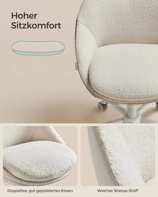 Otthoni irodai szék, sminkszék sherpa anyagból, cappuccino bézs–felhőfehér színben