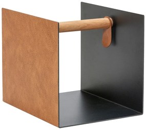 Fekete-natúr színű dekoratív fém-öko bőr tárolódoboz 32x38x31 cm Bull – LIND DNA